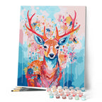 Peinture Par Numéros - Cerf Coloré En Fleurs