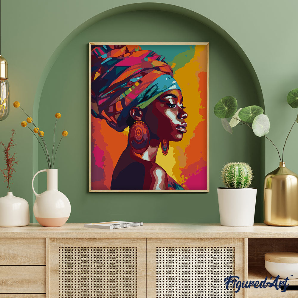 Peinture Par Numéros - Dame Africaine Lumineuse