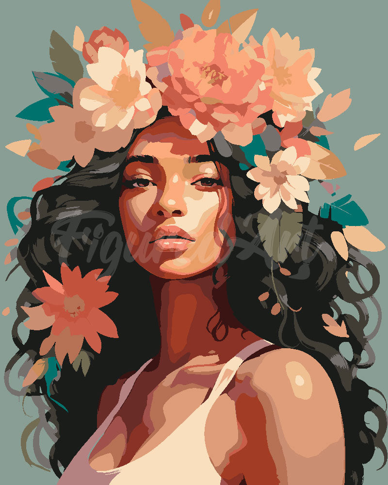 Peinture Par Numéros - Beauté Couronnée De Pivoines