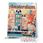 Peinture Par Numéros - Affiche De Voyage Amsterdam En Fleurs