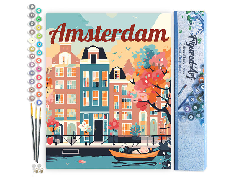Peinture Par Numéros - Affiche De Voyage Amsterdam En Fleurs