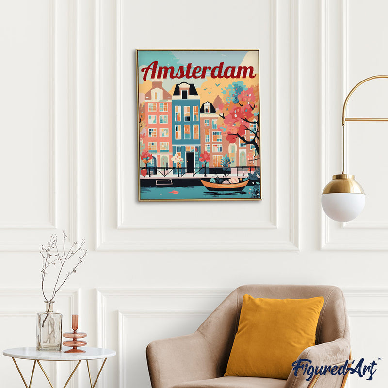 Peinture Par Numéros - Affiche De Voyage Amsterdam En Fleurs