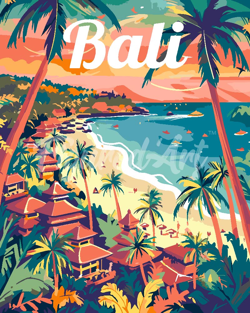 Pintura por números - Póster de viaje Bali