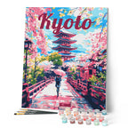 Peinture Par Numéros - Affiche De Voyage Kyoto En Fleurs