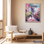 Peinture Par Numéros - Affiche De Voyage Kyoto En Fleurs