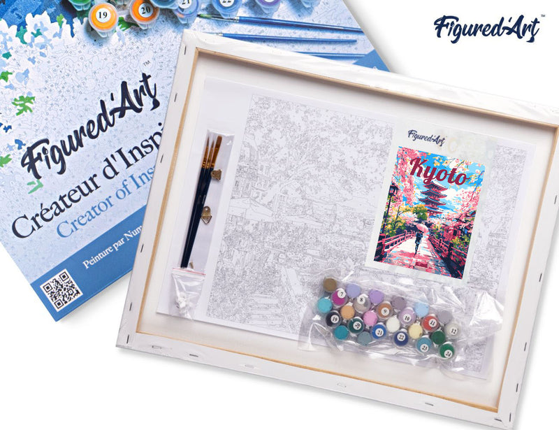 Peinture Par Numéros - Affiche De Voyage Kyoto En Fleurs