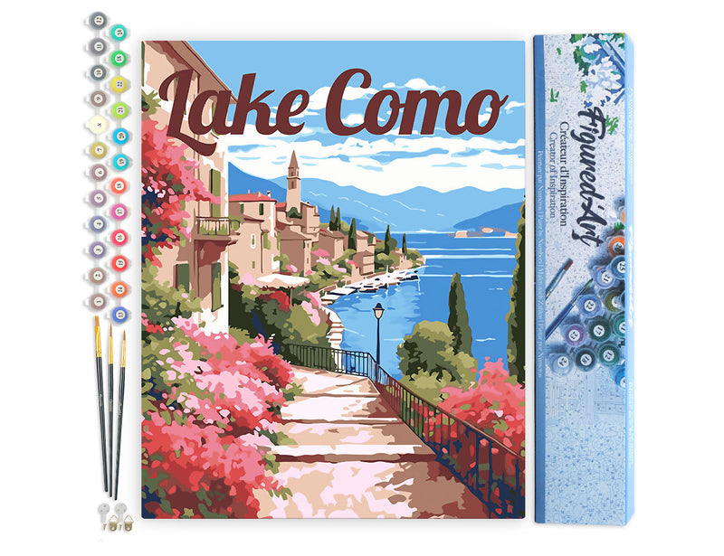 Peinture Par Numéros - Affiche De Voyage Lac De Côme En Fleurs