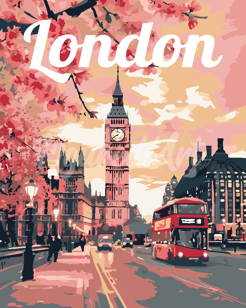 Peinture Par Numéros - Affiche De Voyage Londres En Fleurs