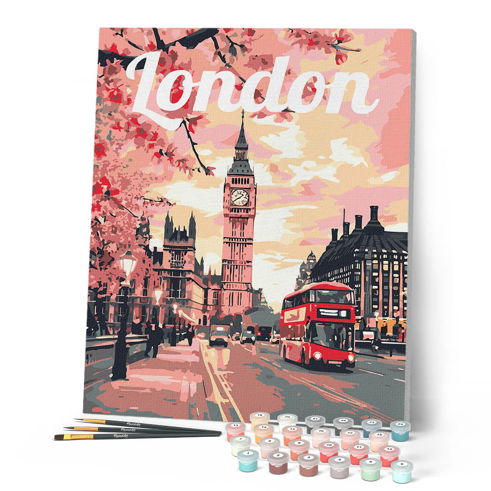 Peinture Par Numéros - Affiche De Voyage Londres En Fleurs