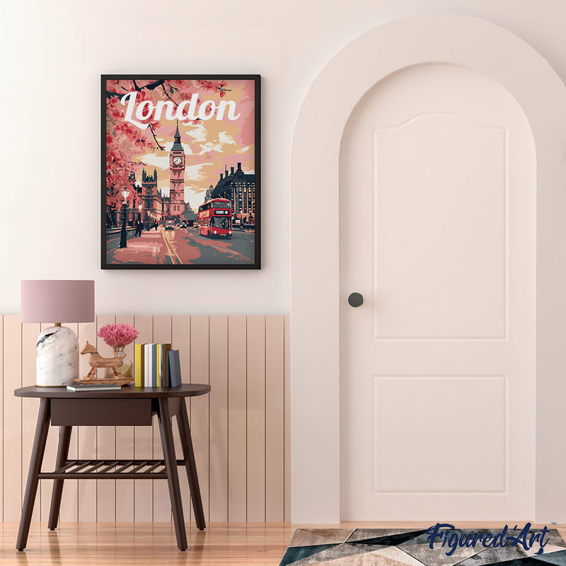 Peinture Par Numéros - Affiche De Voyage Londres En Fleurs