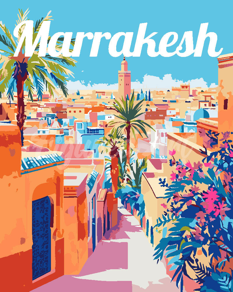 Peinture Par Numéros - Affiche De Voyage Marrakech