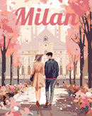 Peinture par numéros Figured'Art Affiche de voyage Milan en fleurs
