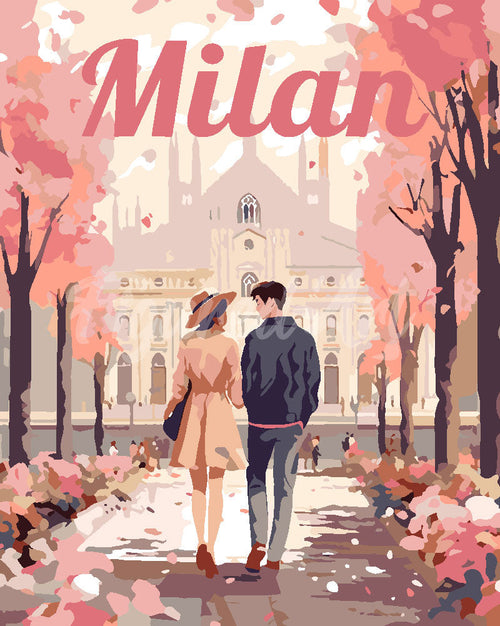 Peinture par numéros Figured'Art Affiche de voyage Milan en fleurs