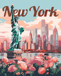Peinture Par Numéros - Affiche De Voyage New York En Fleurs
