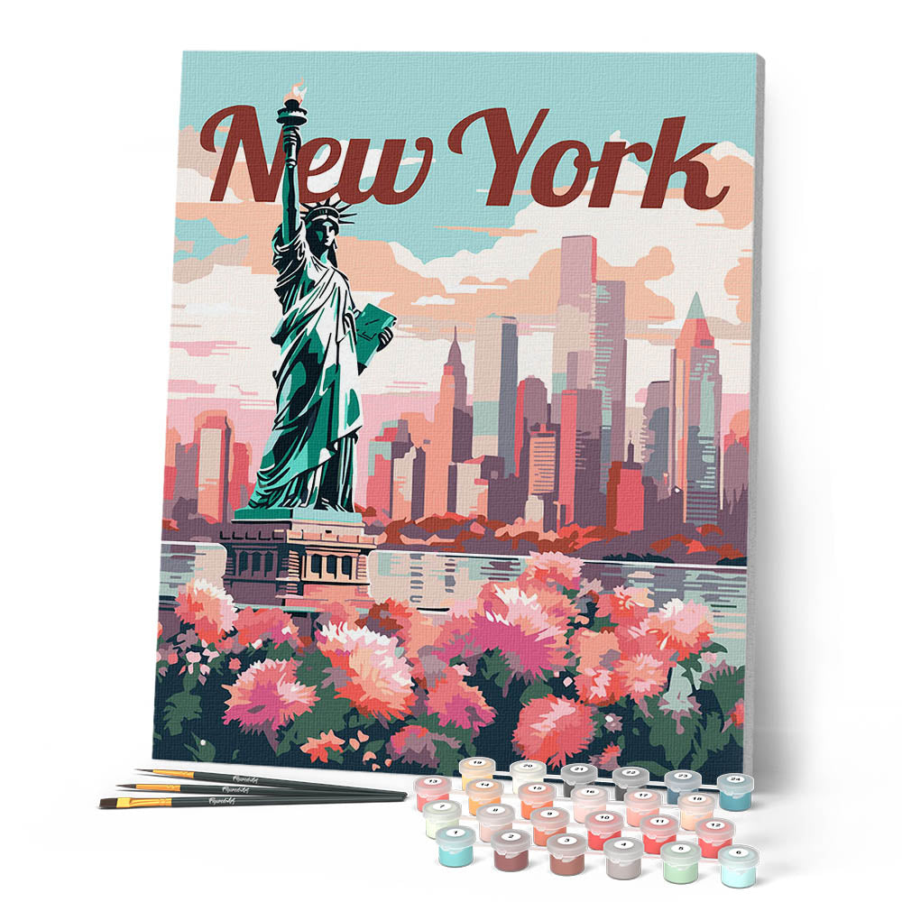 Peinture Par Numéros - Affiche De Voyage New York En Fleurs