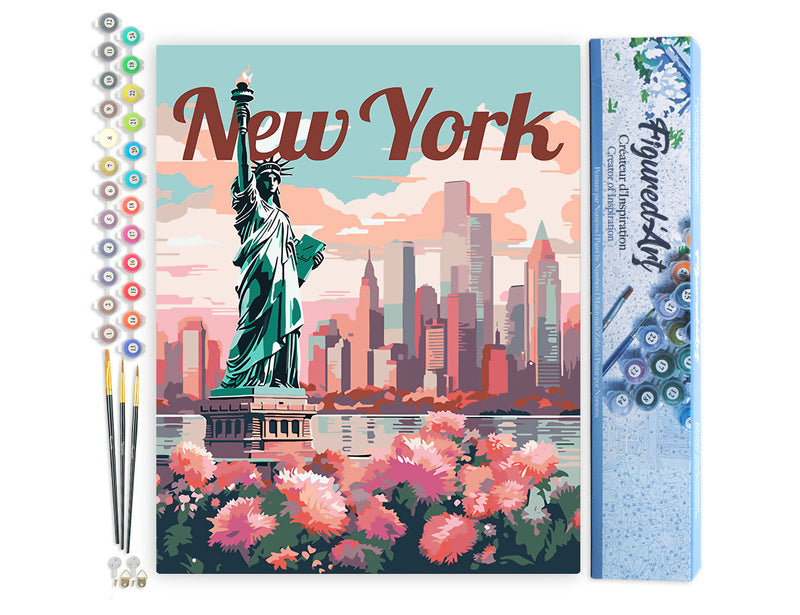 Peinture Par Numéros - Affiche De Voyage New York En Fleurs