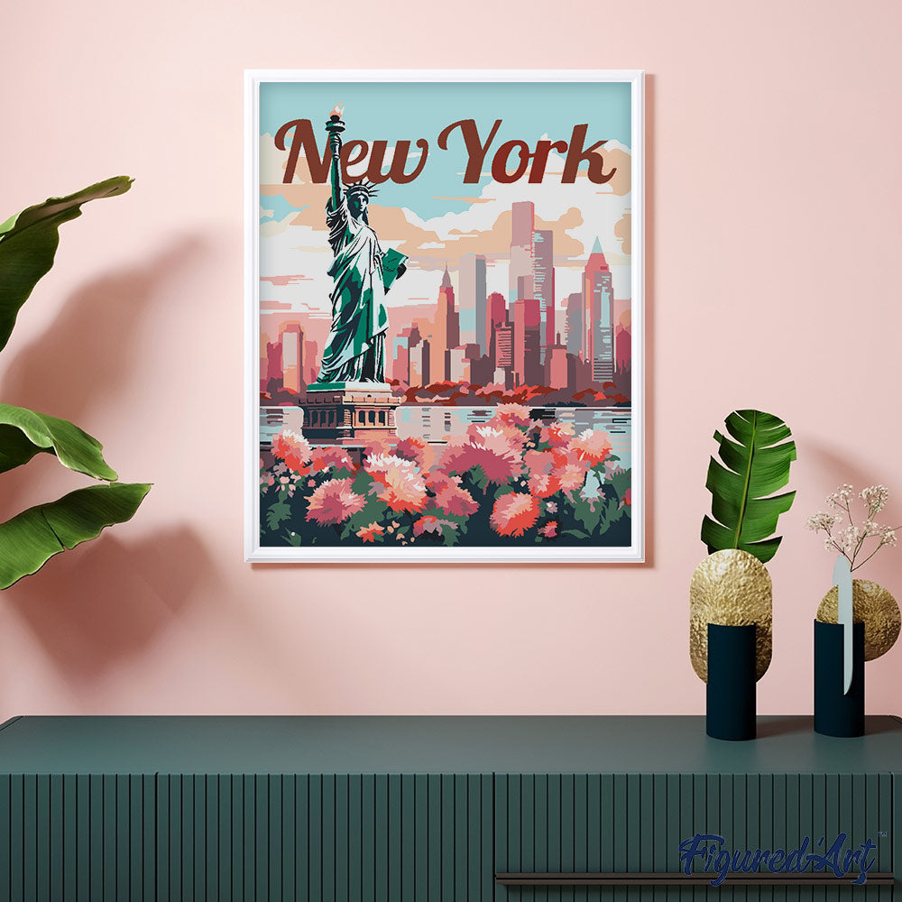 Peinture Par Numéros - Affiche De Voyage New York En Fleurs