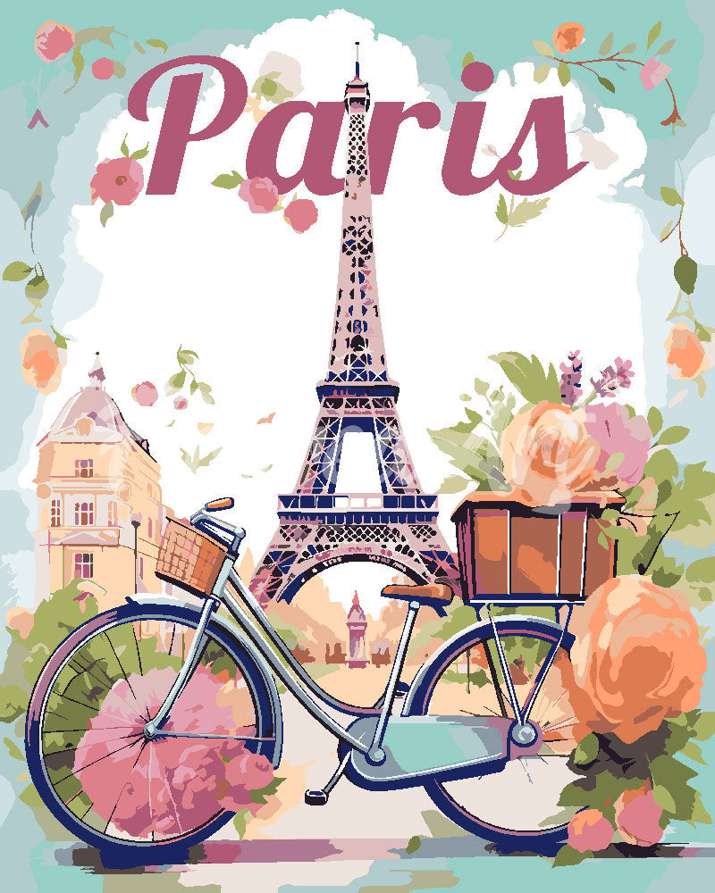 Peinture Par Numéros - Affiche De Voyage Paris En Fleurs