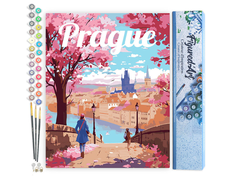 Peinture Par Numéros - Affiche De Voyage Prague En Fleurs