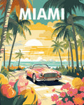 Peinture Par Numéros - Affiche De Voyage Miami Au Coucher Du Soleil