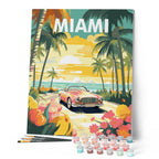 Peinture Par Numéros - Affiche De Voyage Miami Au Coucher Du Soleil