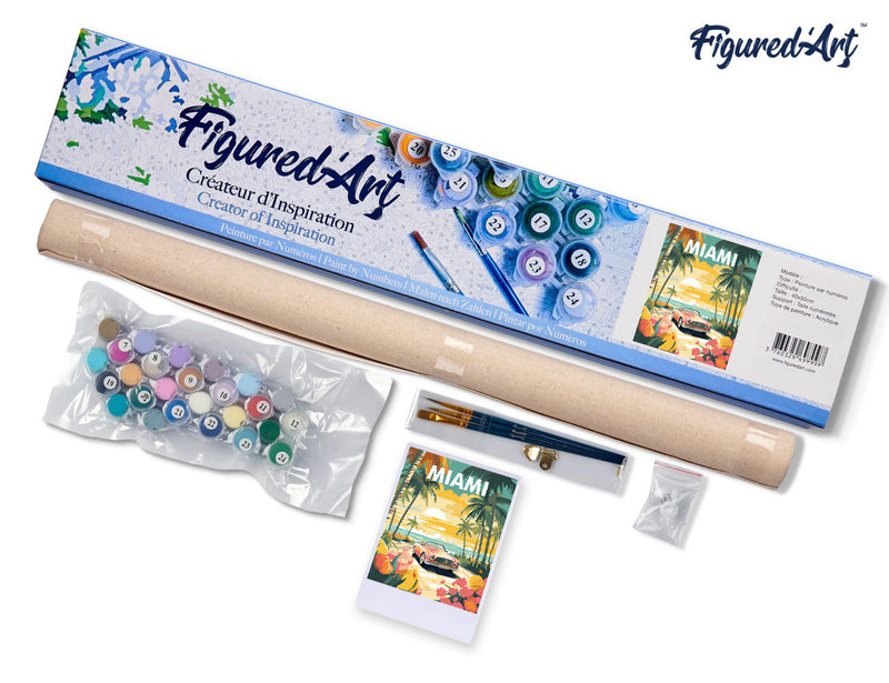 Peinture Par Numéros - Affiche De Voyage Miami Au Coucher Du Soleil