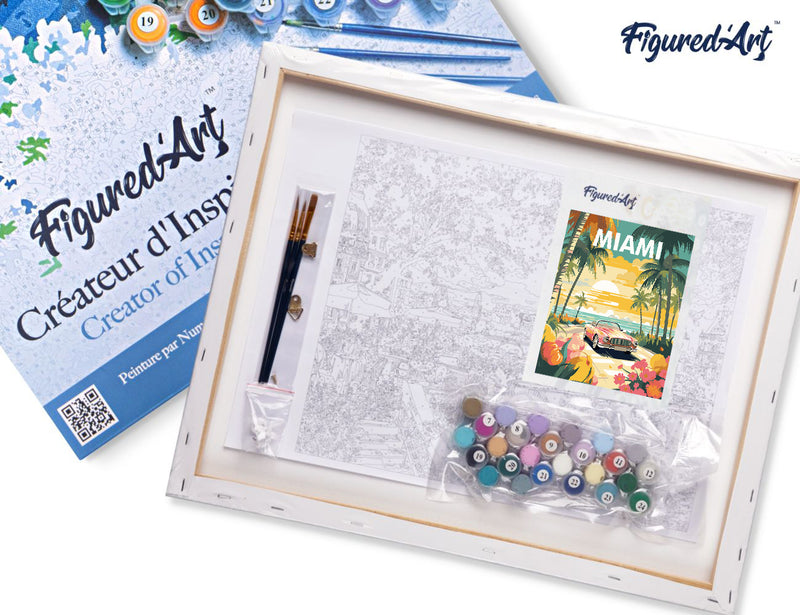 Peinture Par Numéros - Affiche De Voyage Miami Au Coucher Du Soleil