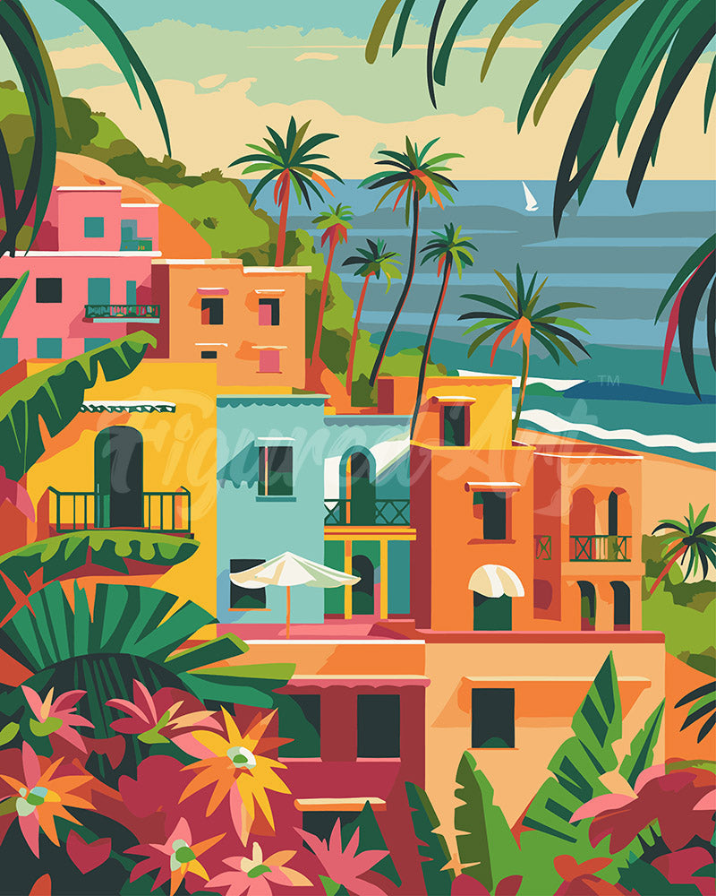 Peinture Par Numéros - Ville Côtière Marocaine