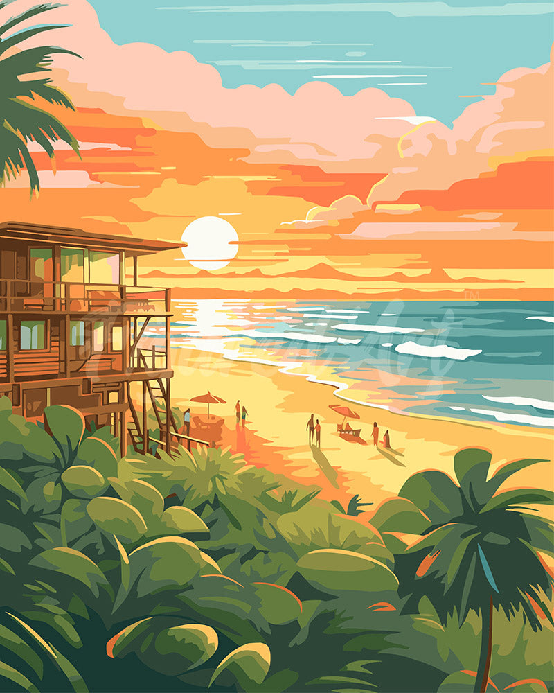 Peinture Par Numéros - Club De Plage Au Coucher Du Soleil