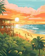 Peinture Par Numéros - Club De Plage Au Coucher Du Soleil