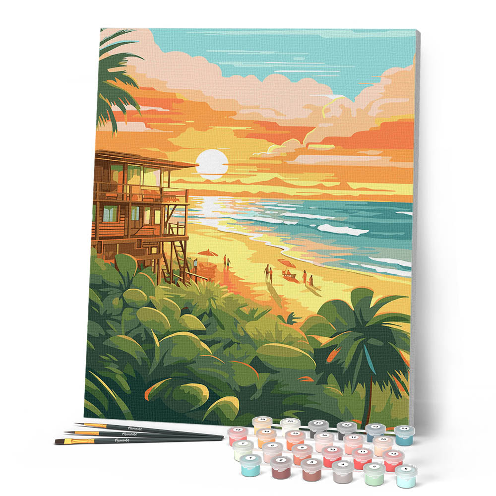Peinture Par Numéros - Club De Plage Au Coucher Du Soleil