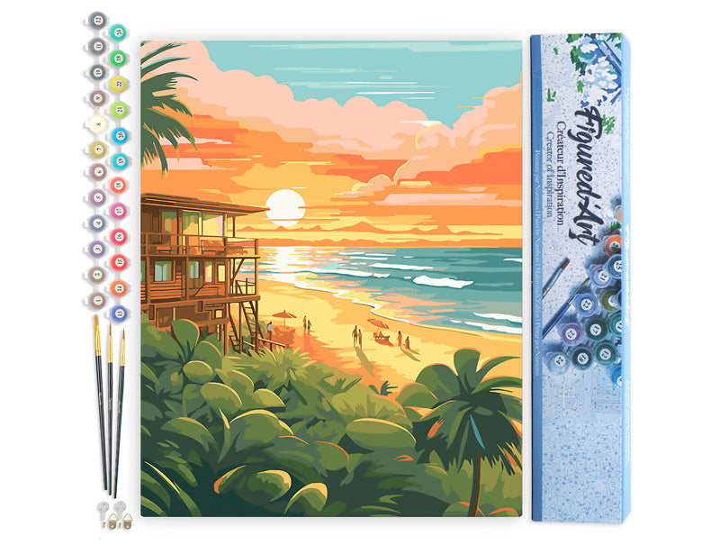 Peinture Par Numéros - Club De Plage Au Coucher Du Soleil
