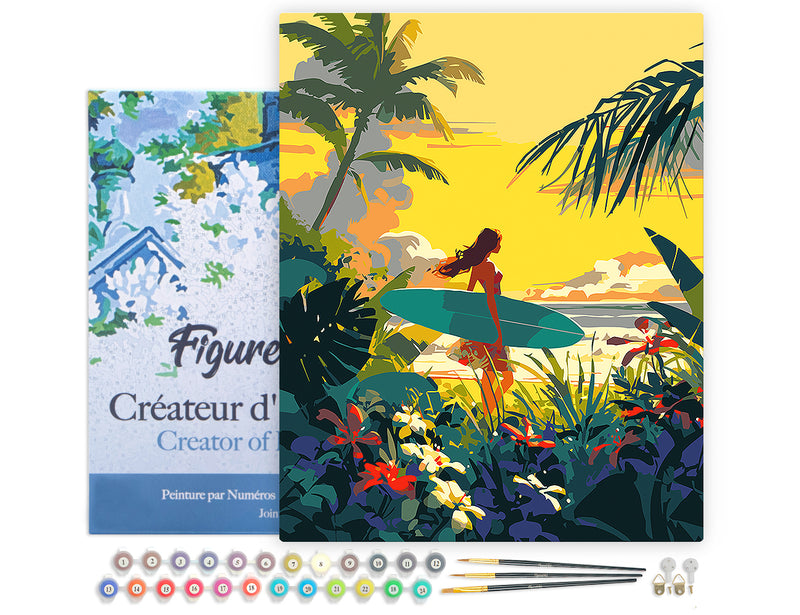 Peinture Par Numéros - Surfeuse Au Coucher Du Soleil