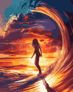 Peinture Par Numéros - Surfeuse Et La Grande Vague