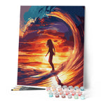 Peinture Par Numéros - Surfeuse Et La Grande Vague