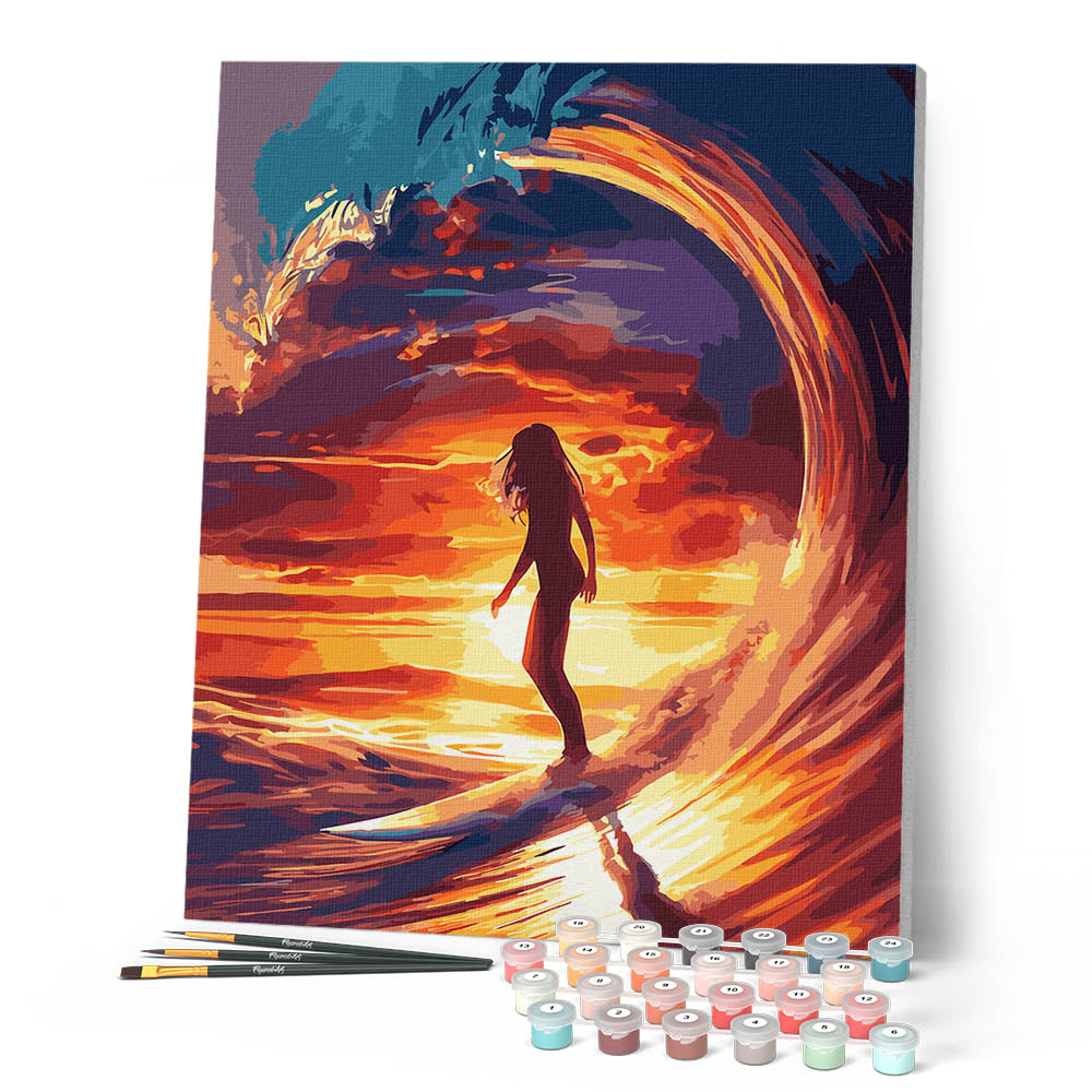 Peinture Par Numéros - Surfeuse Et La Grande Vague