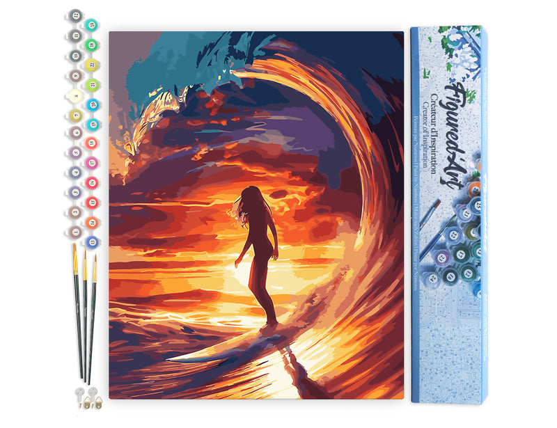 Peinture Par Numéros - Surfeuse Et La Grande Vague