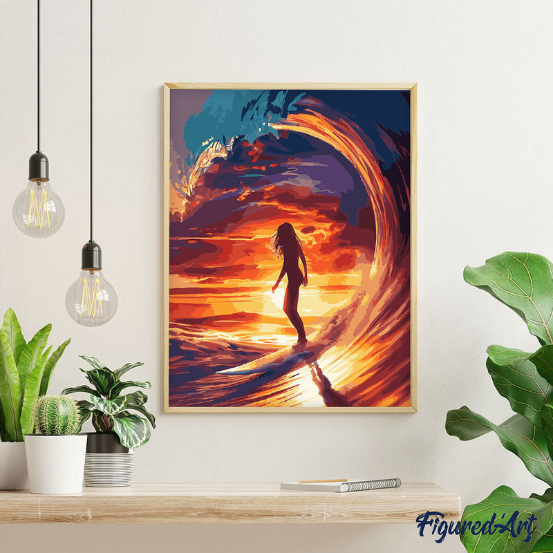 Peinture Par Numéros - Surfeuse Et La Grande Vague
