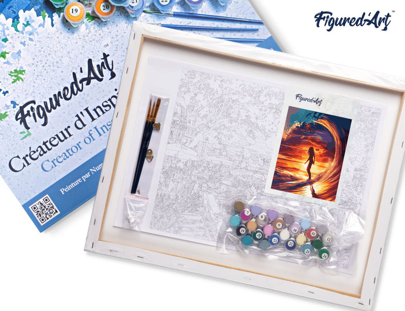 Peinture Par Numéros - Surfeuse Et La Grande Vague