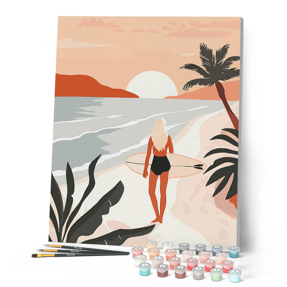 Peinture Par Numéros - Promenade Sur La Plage Au Coucher Du Soleil