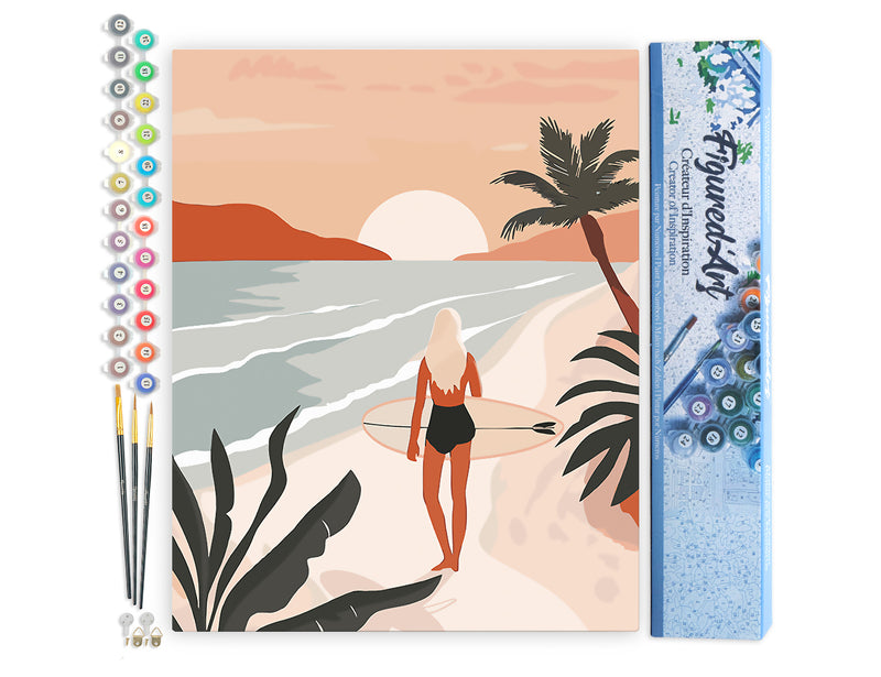 Peinture Par Numéros - Promenade Sur La Plage Au Coucher Du Soleil