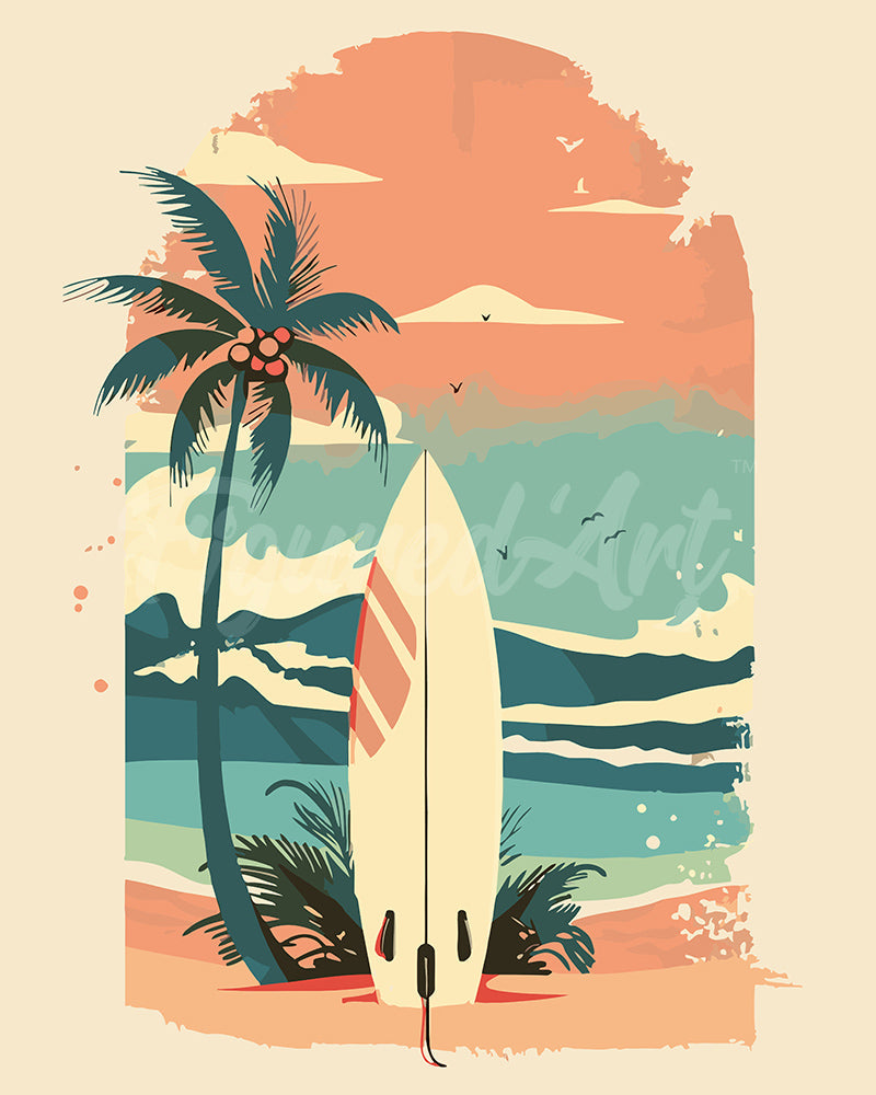 Peinture Par Numéros - Planche De Surf Sur La Plage