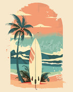 Peinture Par Numéros - Planche De Surf Sur La Plage