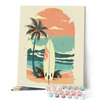 Peinture Par Numéros - Planche De Surf Sur La Plage