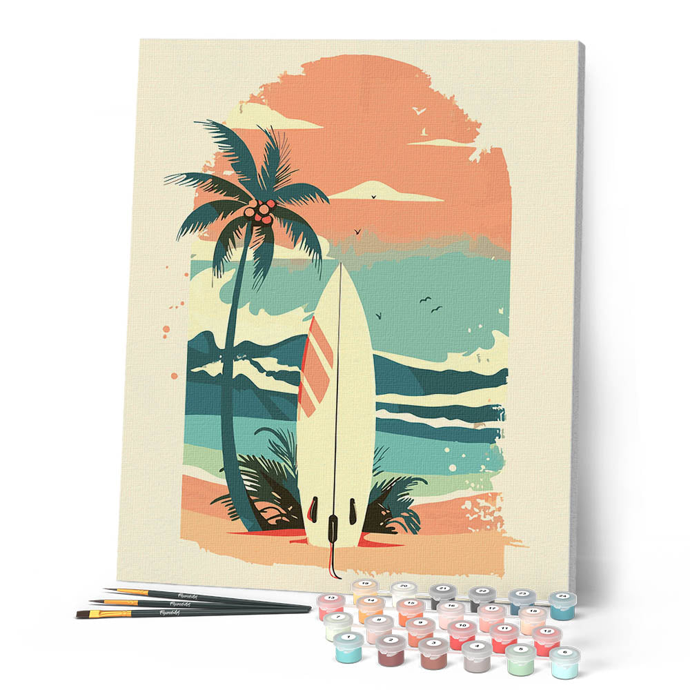 Peinture Par Numéros - Planche De Surf Sur La Plage