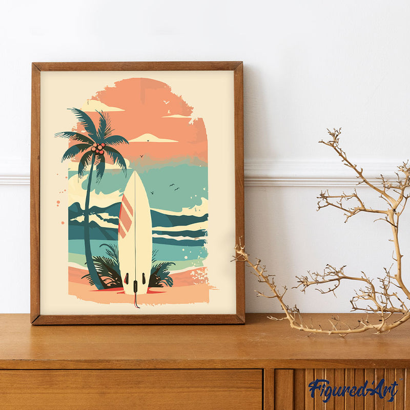 Peinture Par Numéros - Planche De Surf Sur La Plage