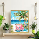 Peinture Par Numéros - Voiture Rose Près De La Mer