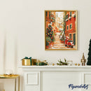 Peinture Par Numéros - Escalier Enneigé À Noël - Toile Roulée