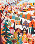 Peinture Par Numéros - Village Hivernal Coloré
