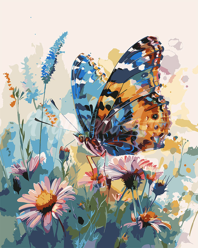 Peinture Par Numéros - Papillon Et Fleurs